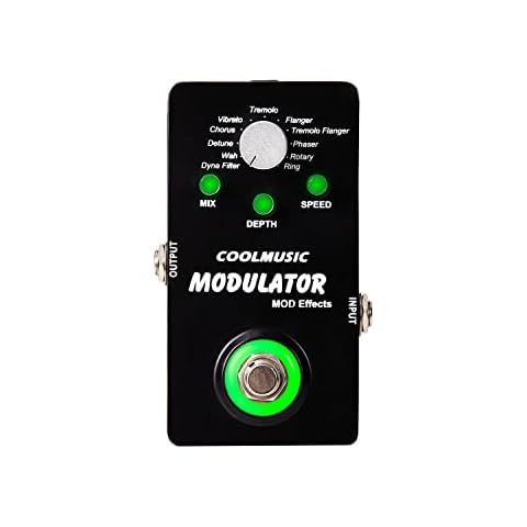 COOLMUSIC A-ME01 Modulator Multi Effects Pedal with 11 Modes Dyna Filter Wah Chorus Tremolo Flanger Phaser Rotary Ring Cover