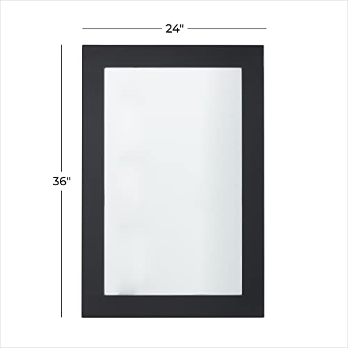 Deco 79 Contemporary Wood Rectangle Wall Mirror, 24" X 1" X 36", Black #TOP2