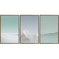 SIGNWIN Framed Canvas Wall Art Green and Lavender Landscape Nature Clouds Digital Art Modern Art Contemporary Relax/Calm Pastel for Living Room, Bedroom, Office - 16