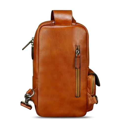 Image of Genuine Leather Sling Bag for Men and Women Full Grain Leather Crossbody Sling Backpack Purse