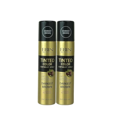 EBIN NEW YORK Temporary Hair Color Spray – 2x Tinted Color Temporary Spray Darkest Brown 3.38 oz Bundle Root Cover, Gray Conceal, Lightweight Wear – Gift Set (2 Items)