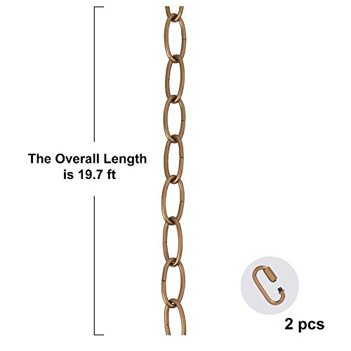 KSANA Antique Gold Lighting Chain, 20 Feet Chandelier Pendant Hanging Light Fixture Chain Extension Heavy Duty with 2 Connection Locks for High Ceiling - Image 3