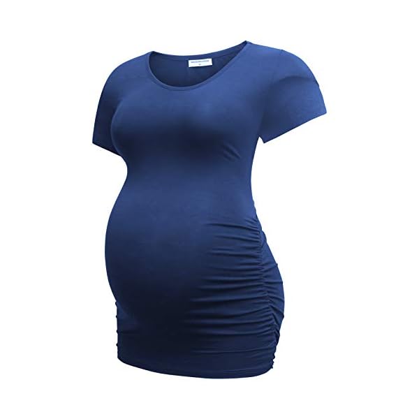 Bearsland Damen Umstands-T-Shirt, klassisch, seitlich gerüscht, Mama, Schwangerschaftskleidung, 3 Packungen – Bild 8