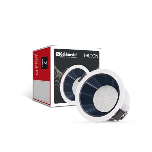 Image of Goldmedal Falcon 7W LED Round Downlight (WH+GB) for Home, Office & Shop - Neutral White (3000K) |Recessed Light for False Ceiling | Cut-Out: O75mm | Body Colour: White | for Indoor Application