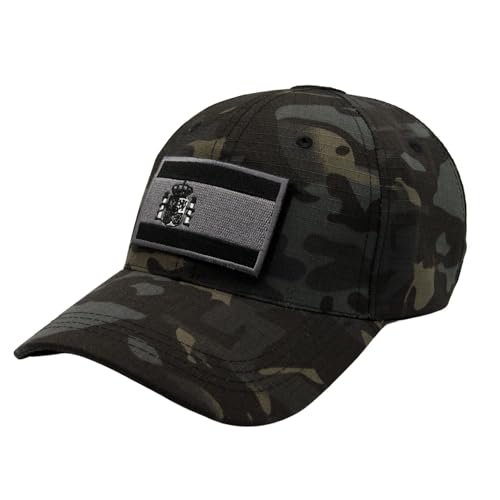 TACTIC.W Gorra Militar Camuflaje con ParcheTáctico Bandera España Gorra Béisbol Hombre para Tiro Caza Senderismo Deportes Outdoor Gorra Táctica Multicam (Black)