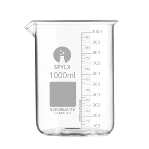 Image of Borosilicate Glass Beaker 1000ml - 1 Piece, Heat and Chemical Resistant borosilicate beaker for laboratory with Clear Graduation Marks on beaker for Precise Measurements