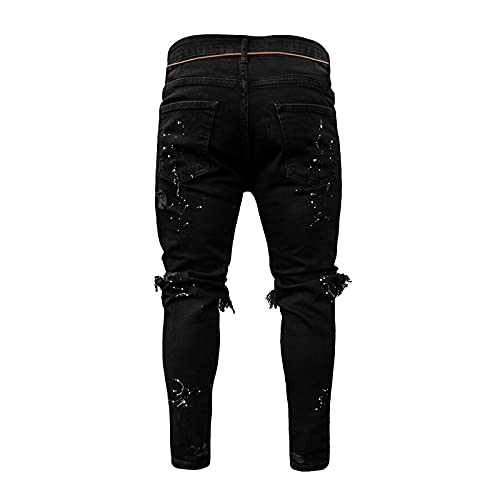 Maryia Men's Skinny Jeans Fashion Regular Fit Tassels Ripped Cut Out Funny Denim Pants2