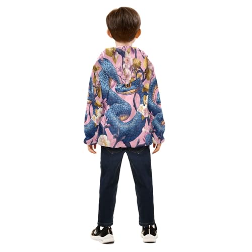 Snake Leaves and Flowers Toddler Fleece Jacket Girl Boys Hooded Fleece Jacket Coat Warm Outwear Zip-up 3-10T4