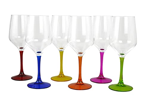 Three Star 8.75" Multicolor Stem Wine Glass Set GS7111