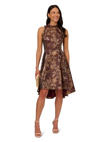 Image of Adrianna Papell Printed Jacquard High-Low Hem Party Dress