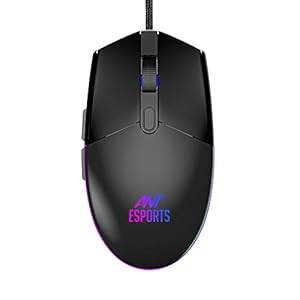 Ant Esports GM60 Optical Gaming Mouse Wired, 6 Programmable Buttons, 3200 DPI Adjustable, Optical Gamer gaming Mice with Multicolour LED Lights – Black