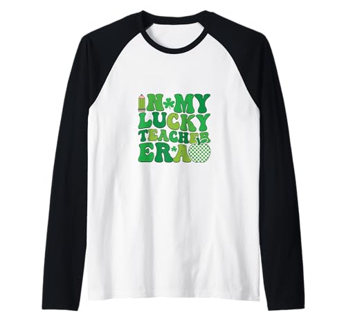 Chemise rétro avec inscription « In My Lucky Teacher Era » Manche Raglan