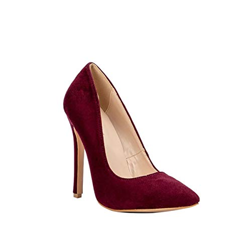 FERUCCI Burgundy Suede High Heels Pumps2