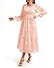 Plus Size Spring Dress Easter Long Sleeve Light Pink Bridal Shower Maternity Smocked Long Maxi Floral Lace Dresses 2025