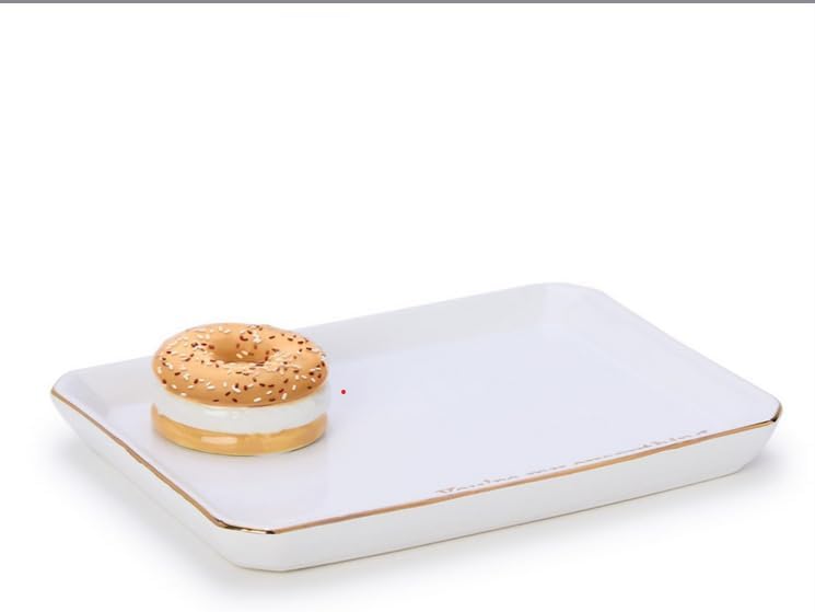 Two's Company Bagel Icon Trinket Tray with Saying in Gift Box