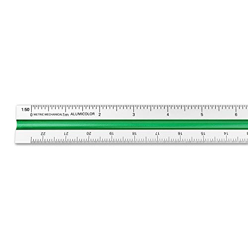 Image of Alumicolor Aluminum Mechanical Metric Color-Coded Solid Drafting Scale, 30CM, Silver