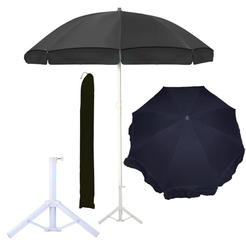 Image of ORILEY Garden Umbrella with Stand Foldable Big Size (7ft Height 42 Inch Rib Arm) Heavy Duty Waterproof Rain & UV Sun Protection Outdoor Patio for Balcony Shedding Cantilever & Lawn (Black)