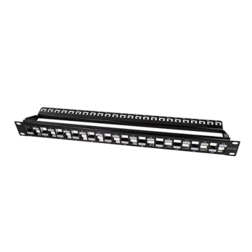 Preisvergleich Produktbild LogiLink NK4048 Keystone Patchpanel / Verteilerfeld für 24 Buchsen, geschirmt, 1 HE (Höheneinheit), versetzt (Staggered) schwarz