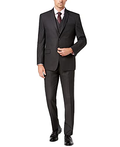 Adam Baker by Creative Men's CT701/03-3 Piece Single Breasted Classic Fit Vested Suit - Charcoal - 48S