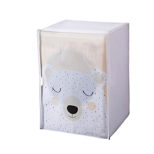 Odot Funda Lavadora de Carga Superior Funda, Lavadora Exterior Impermeable con Cremallera para Lavadora y Secadora de Carga Superior (60 * 55 * 85cm,Oso Blanco)
