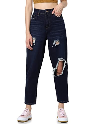 Image of ONLY Women's Mom Fit High Rise Distressed Jeans