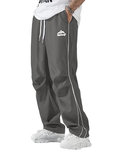 ABSECAI Mens Baggy Sweatpants Straight Wide Leg Y2k Elastic Waist Casual Track Active Pants