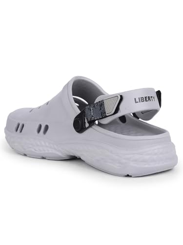 Image of Liberty A-HA BEACHRIDE Clogs for Men, Light Grey, Black & Dark Green | Casual Slip-On Slingback Clog for Walking & Outdoor Use | Solid Pattern, Trendy Stylish Fashionable Sandals with Lightweight