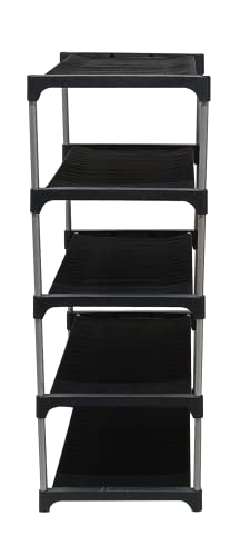 Image of Multi Utility 4 Layer Shelf Collapsible Metal Pipes with Non-Woven 100GSM Fabric Cover for Shoe /Cloth /Toy /Books Rack (Dark Blue, Metal)