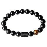 Generisch Azul Inoxidable Amantes Colores Con Anillos Elásticos Estrés Perlas De Yoga Pulsera De Ansiedad Ajustable Natural Pulsera Clásica Pulsera, talla única, Metal