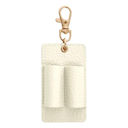 ダブルスロットペンホルダー トラベルペンオーガナイザー レザークリップホルダー 取り外し可能なキーチェーン付き 筆記用具オーガナイザー レザー