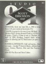 Amazon.com: 1991 Studio Baseball Card #83 Scott Erickson