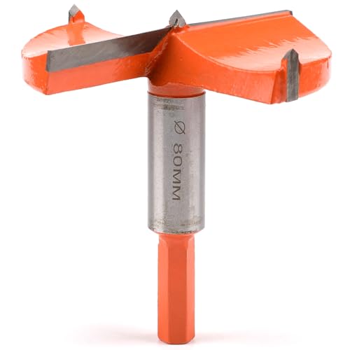 Mèche Forstner 80 mm avec guidage - Foret à bois avec tige hexagonale - Foret à charnière pour bois et bois dur