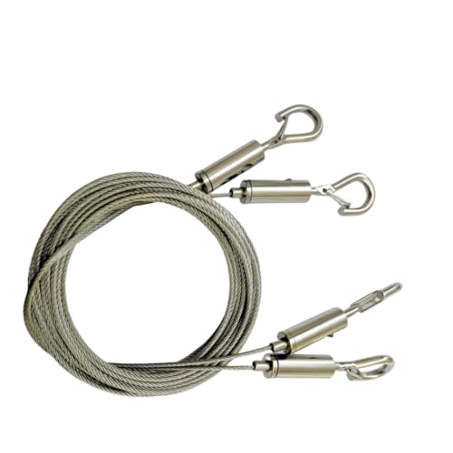 Image of Adjustable Picture Hanging Wire Kit 2Pcs,Heavy Duty Stainless Steel Wire Rope 1.5m x 1.5mm for Hanging Mirrors,Frame,Lamps,Billboards,Basket Flowerpot - Holds Up to 79lbs(36kg)