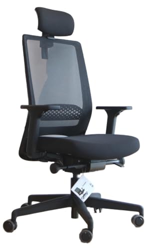 Viasit Kickster ergonomischer Bürodrehstuhl Schreibtischstuhl mit Armlehnen und Lumbalstütze für Homeoffice und Büro 5 Jahre Garantie (schwarz mit Nackenstütze)