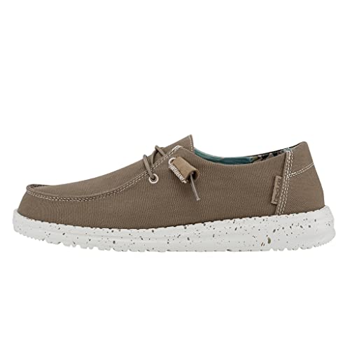 Image of Hey Dude Wendy Shoes for Women - Cotton Canvas Upper - Bungee Lace-up Construction - Rounded-Toe Design Cordwood 10 M