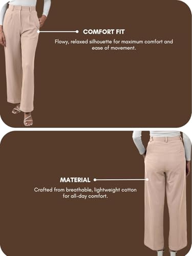 Image of GRECIILOOKS Trousers for Woman | Womens High Rise High Waist Flared Korean Style | Formal Pant for Women Office Wear| Track Pants for Womans Elegant for College & Events (Available in Plus Size)