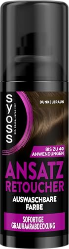 SYOSS Ansatz Retoucher Kaschierspray Dunkelbraun (120 ml) Ansatzspray deckt helleren und grau nachwachsenden Ansatz ab schweiss- & regenfeste auswaschbare Haarfarbe bis zu 40 Anwendungen