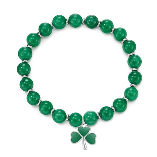 POWWA Kleeblatt Armband Deko Damen Kleeblatt Irland Geschenk St Patricks Day Accessoires St Patricks Green Day