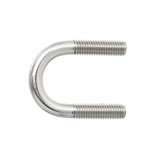 Image of Round U-Bolts 0.87 inch(22mm) Inner Width M8 Thread 304 Stainless Steel Silver with Plates Nuts Flat Washers for Car /RV /Trailer Bumper, 2Pcs