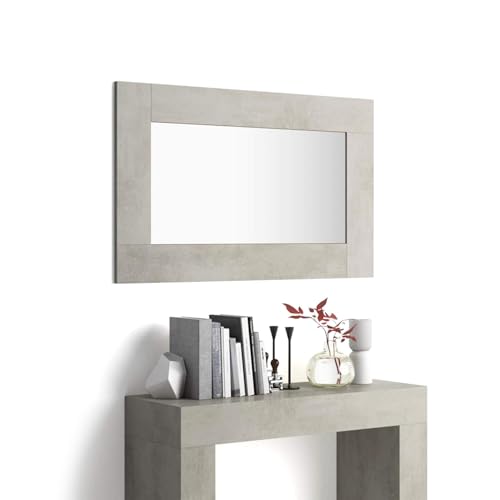 MOBILI FIVER, Espejo de Pared Rectangular Evolution, 118 x 73 cm, Color Cemento Gris, Espejo Habitación, Corredor, Entrada, Salon, Made In Italy