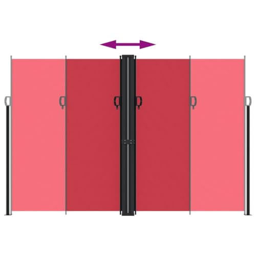 Store latéral rouge 220x600 cm en acier brise-vue extensible