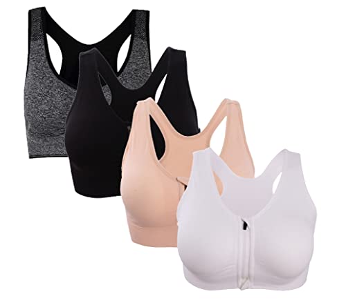 Image of Hiking Gril Women's Zip Front Sports Bra Wireless Post-Surgery Yoga Bras