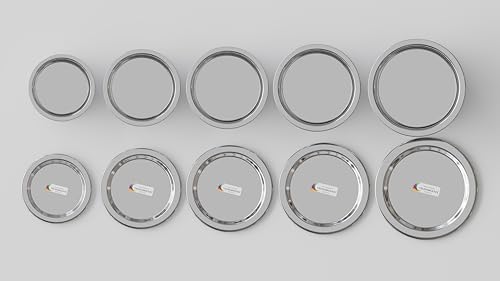 Image of Stainless Steel Tope Patila Pot Pan Cookware Set with LIds, 5 Pieces, Induction and Gas Stove Friendly, Sandwich Bottom, Silver