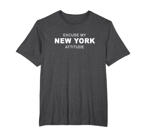 Excuse My New York Attitude T-Shirt T-Shirt, Men's Big and Tall, Dark Heather Grey, 4X Tall