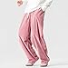 Men's Baggy Sweat Pants Elastic Waisted Wide Leg Ribbed Lounge Pants Fashion Casual Drawstring Loose Trousers 2025 Pink