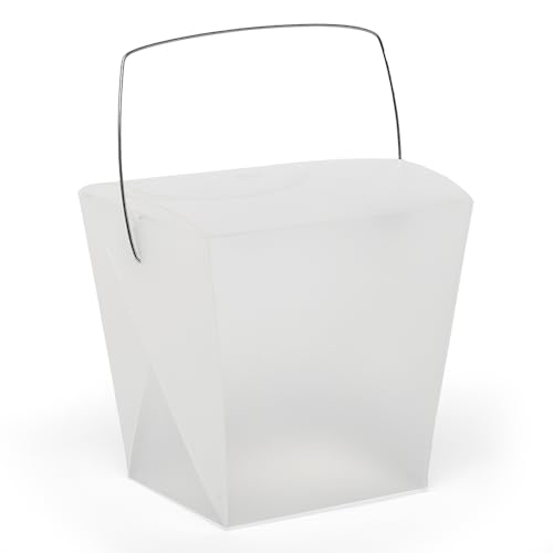 Paper Mart White Frosted Plastic Chinese Take Out Boxes 2 3/4