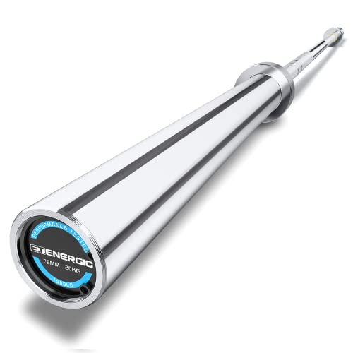 E.T.ENERGIC Olympic Barbell 7 Foot Bar with Hard Chrome Sleeves for 2″ Olympic Plates 1500-lbs Capacity Available, for Gym Home Exercises, Weightlifting, Powerlifting