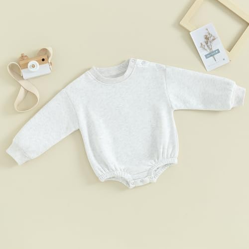 Gueuusu Newborn Warm Sweatshirt Romper Baby Boy Girl Solid Crewneck Long Sleeve Fleece Sweater Bodysuit Thick Winter Clothes2
