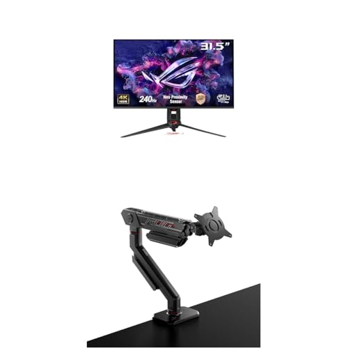Image of Bundle of ASUS ROG Swift 32 inch 4K OLED Gaming Monitor (PG32UCDMR) ― 4K, QD-OLED, 240Hz, 0.03ms, G-SYNC Compatible + ASUS ROG Ergo Monitor Arm (AAS01) - Monitor Mount with Cable Management, Ergonomic