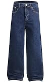 FREDD MARSHALL Mens Jeans Baggy Deep Blue Loose Fit Wide Leg Denim Pants,Streetwear...